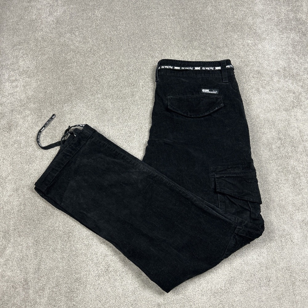 DGK Black Corduroy Pants Stretch Straight Mens 32x30 Cargo Baggy Street wear